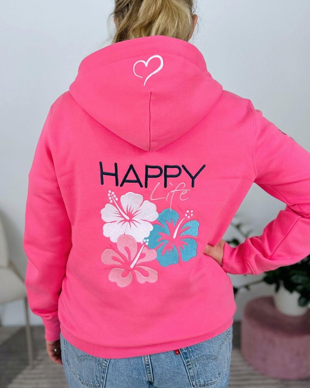 Herzlein® Sweatjacke "Happy Life" in Pink