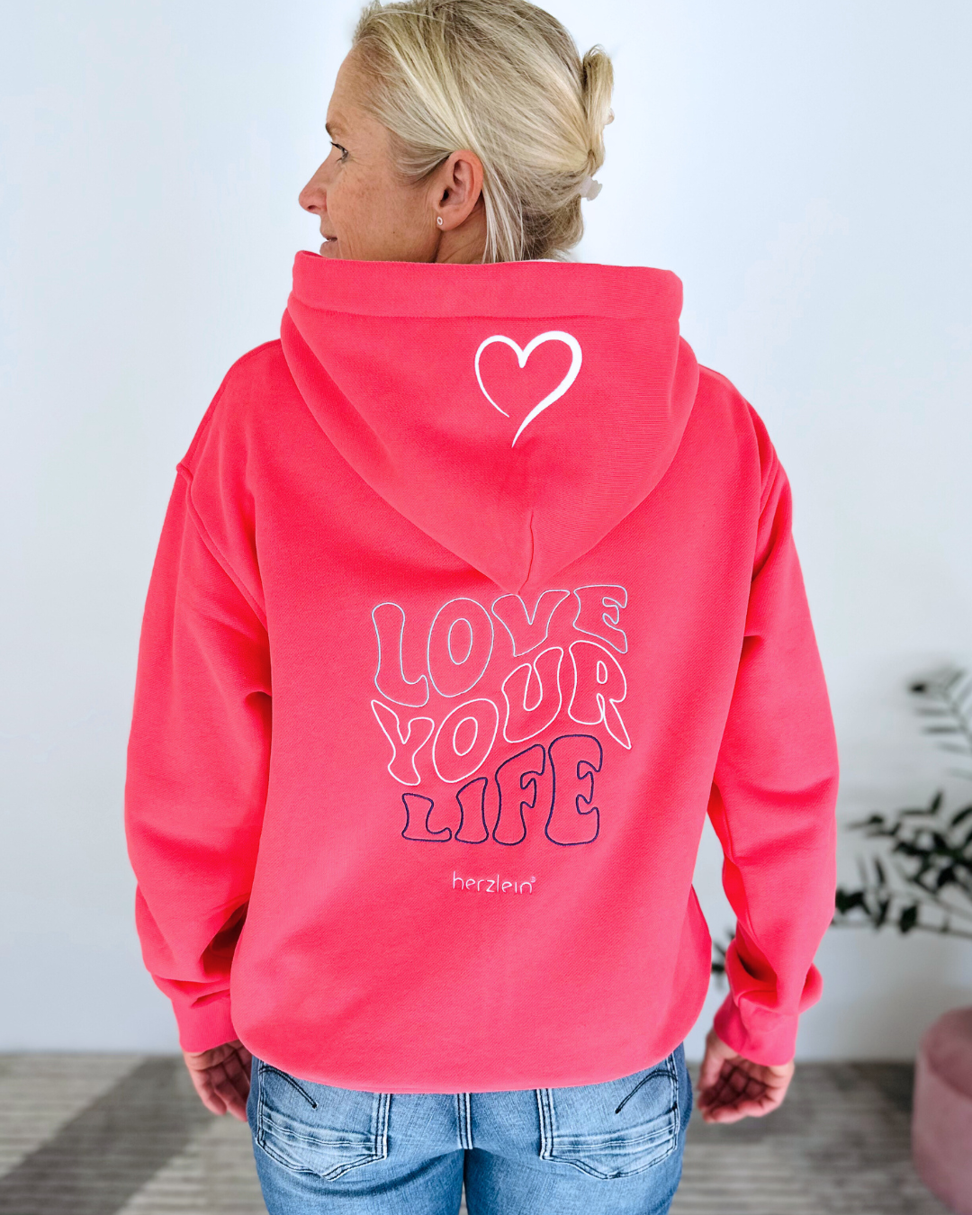 Herzlein® Sweatjacke "Love Your Life" in Erdbeer