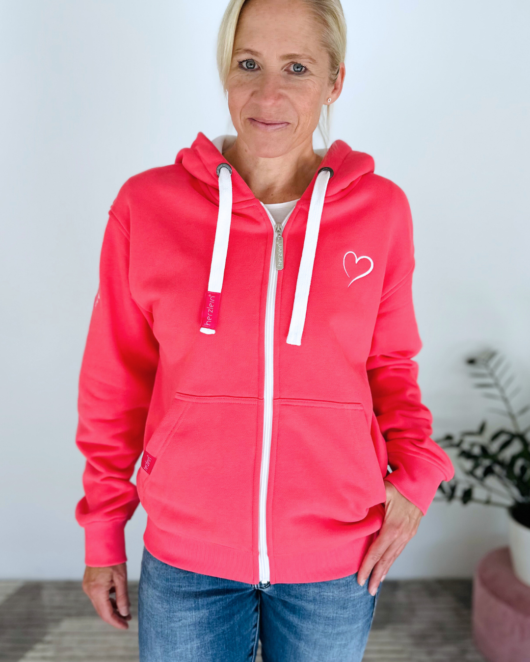 Herzlein® Sweatjacke "Love Your Life" in Erdbeer