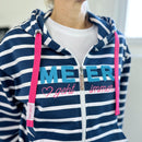 Herzlein® Sweatjacke "MEER geht immer" mit Streifen in Navy Blau