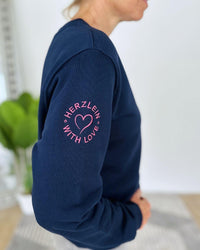 Herzlein® Sweatshirt "Hibiskus" in Navy