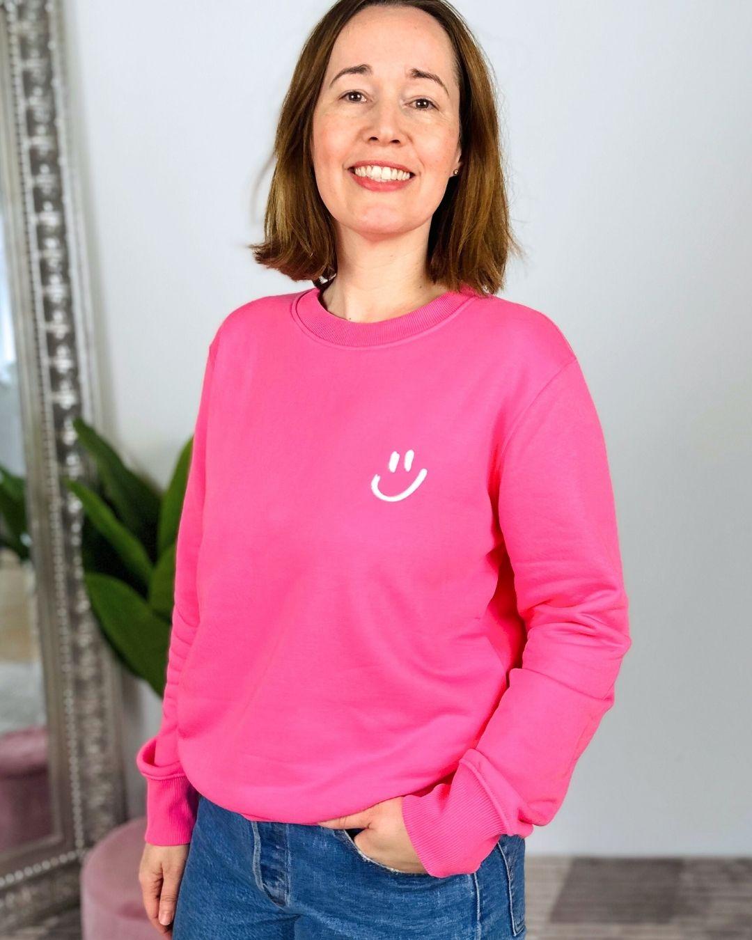 Herzlein_Sweatshirt_Smiley_in_Pink