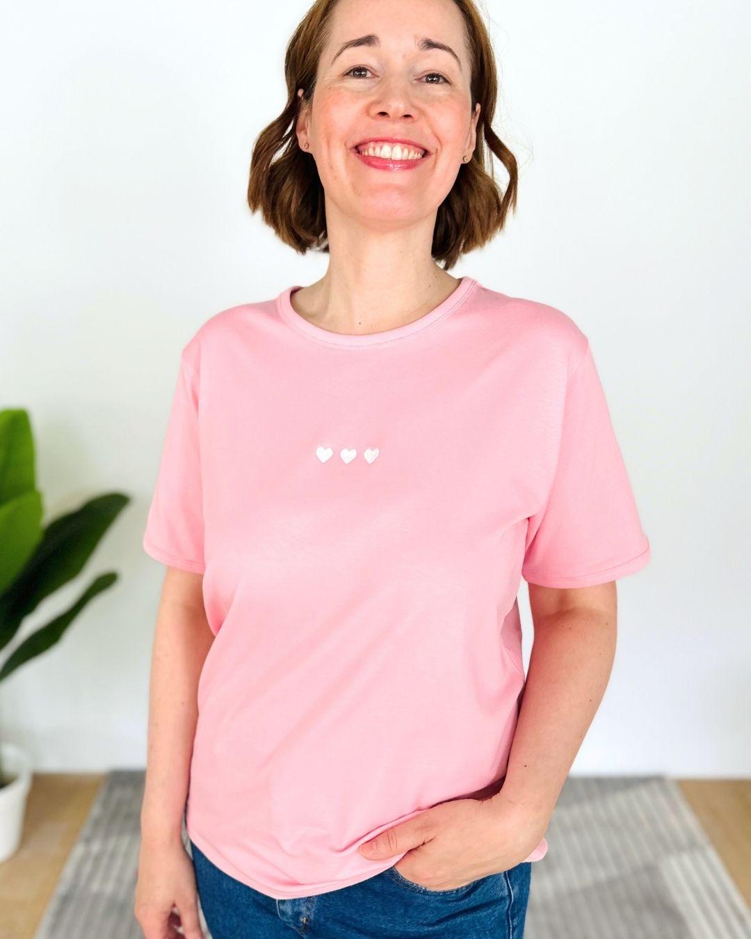 Herzlein® T-Shirt "3 Herzchen-Stick" in Rosa