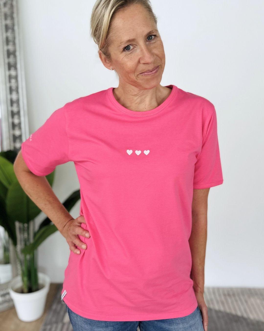 Herzlein® T-Shirt "3 Herzchen-Stick" in Pink