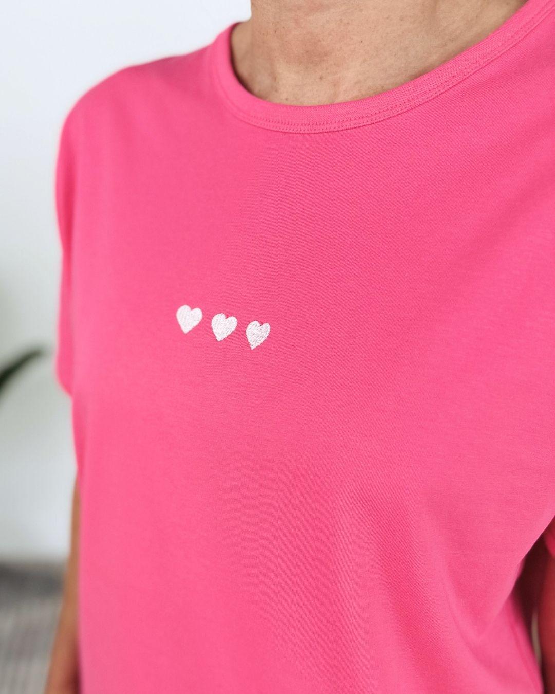 Herzlein® T-Shirt "3 Herzchen-Stick" in Pink