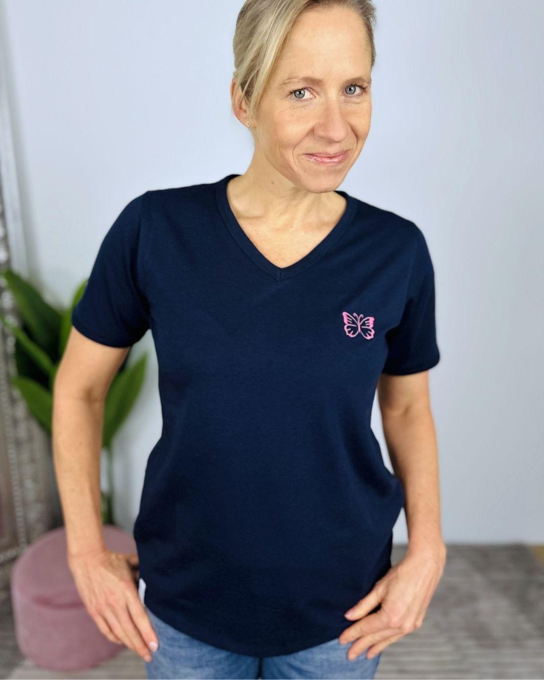 Herzlein® T-Shirt "Butterfly" in Navy