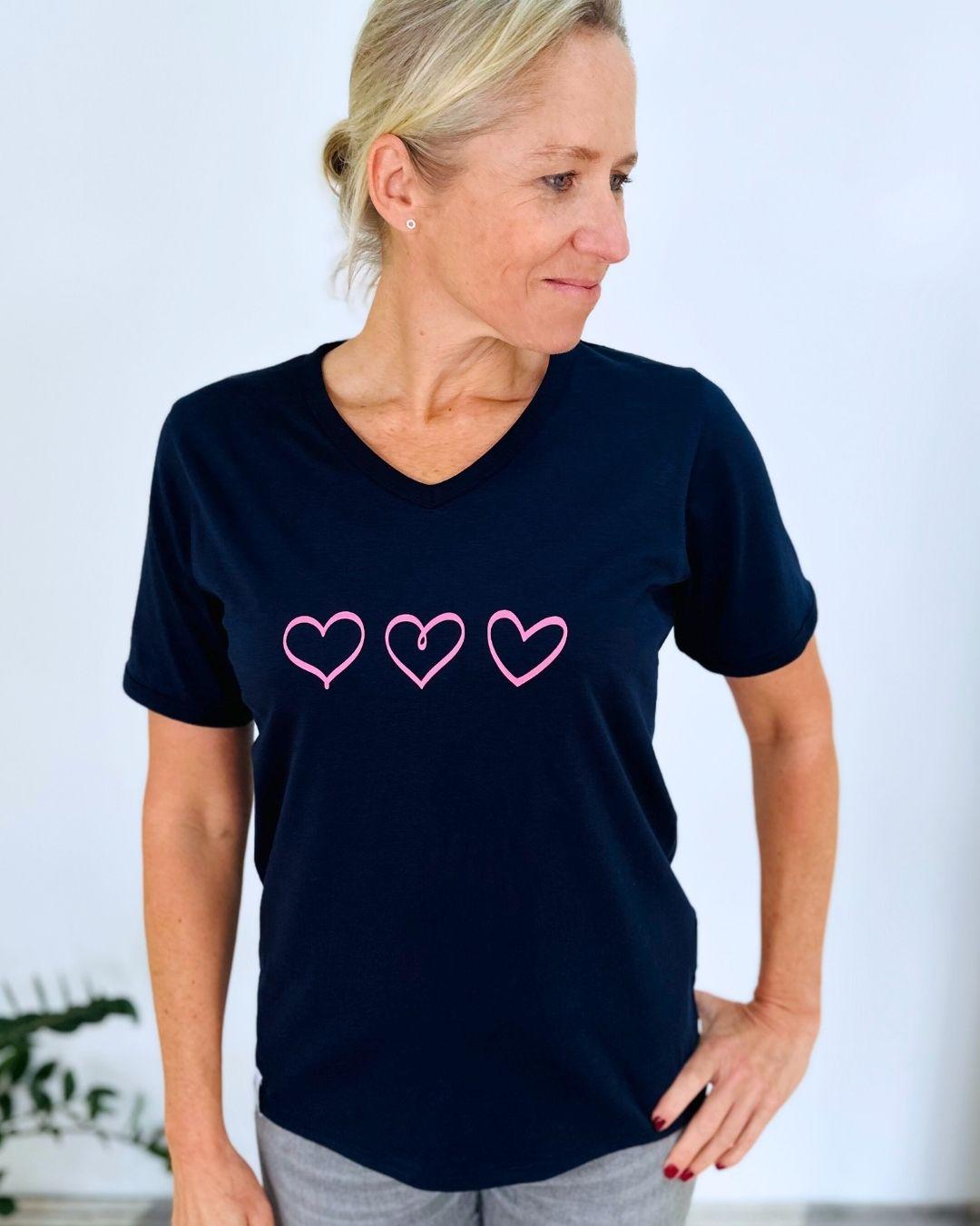 Herzlein® T-Shirt "Drei Herzen" in Navy