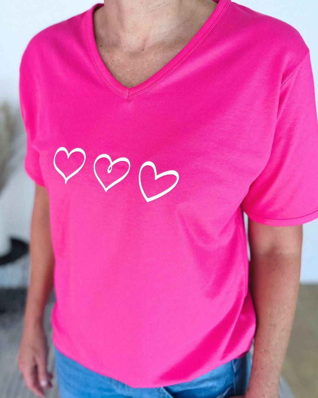 Herzlein® T-Shirt "Drei Herzen" in Pink