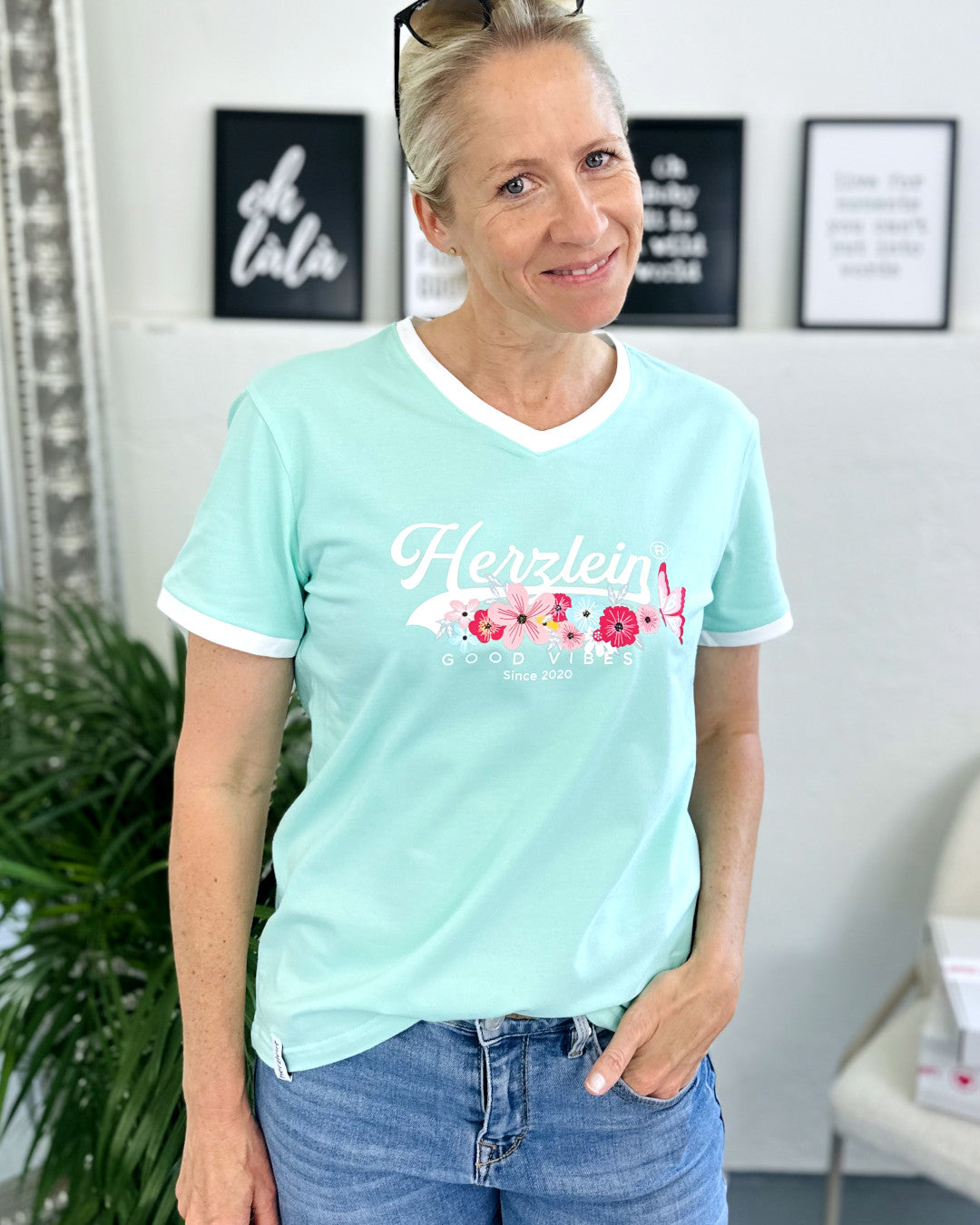 Herzlein® T-Shirt "Flowers" in Mint