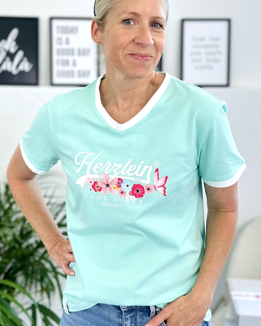 Herzlein® T-Shirt "Flowers" in Mint