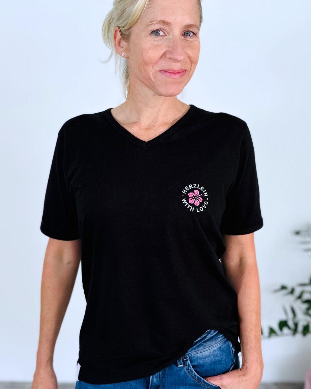 Herzlein_T-Shirt_Happy_Life_in_Schwarz