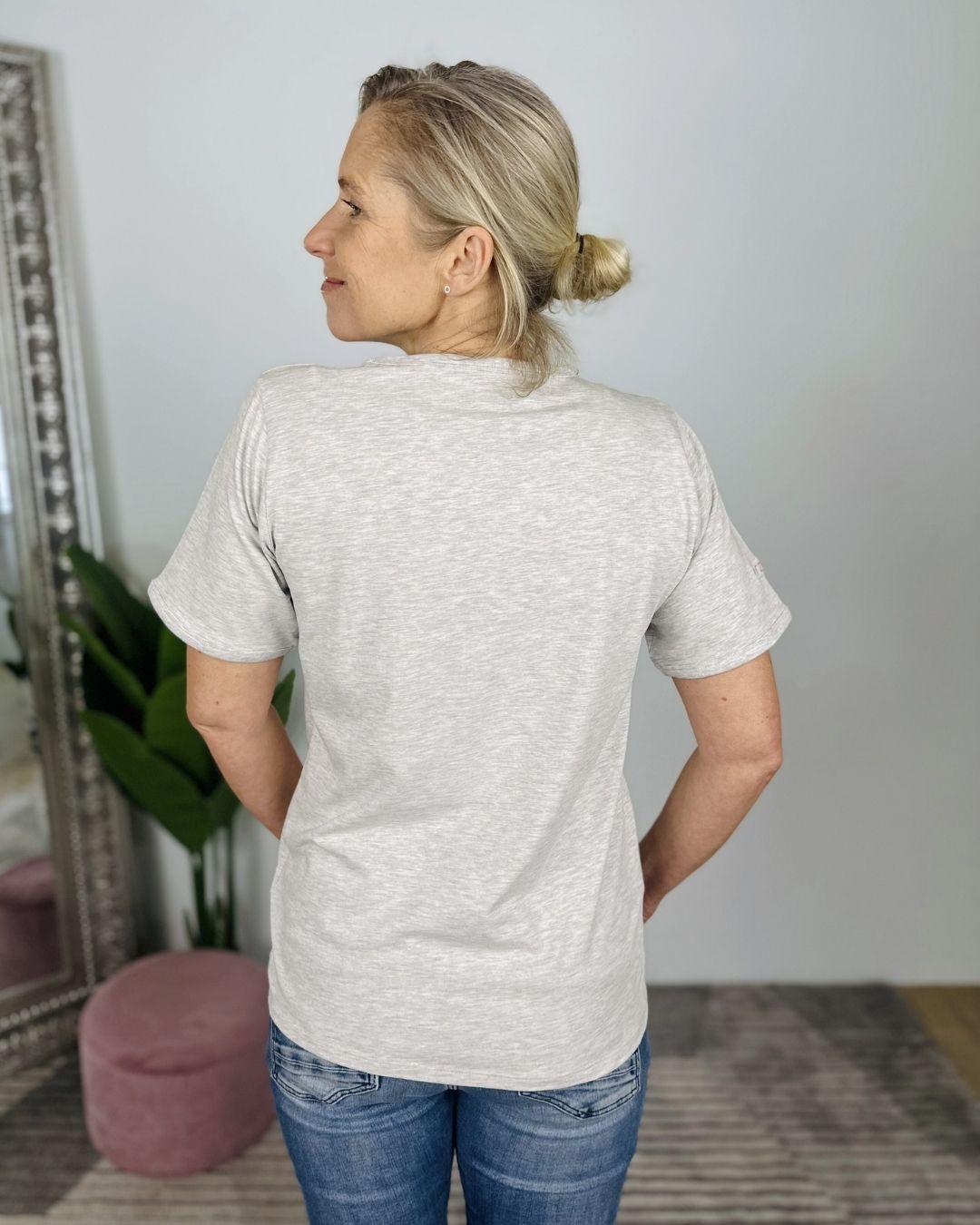 Herzlein® T-Shirt "Hibiskus" in Grau meliert