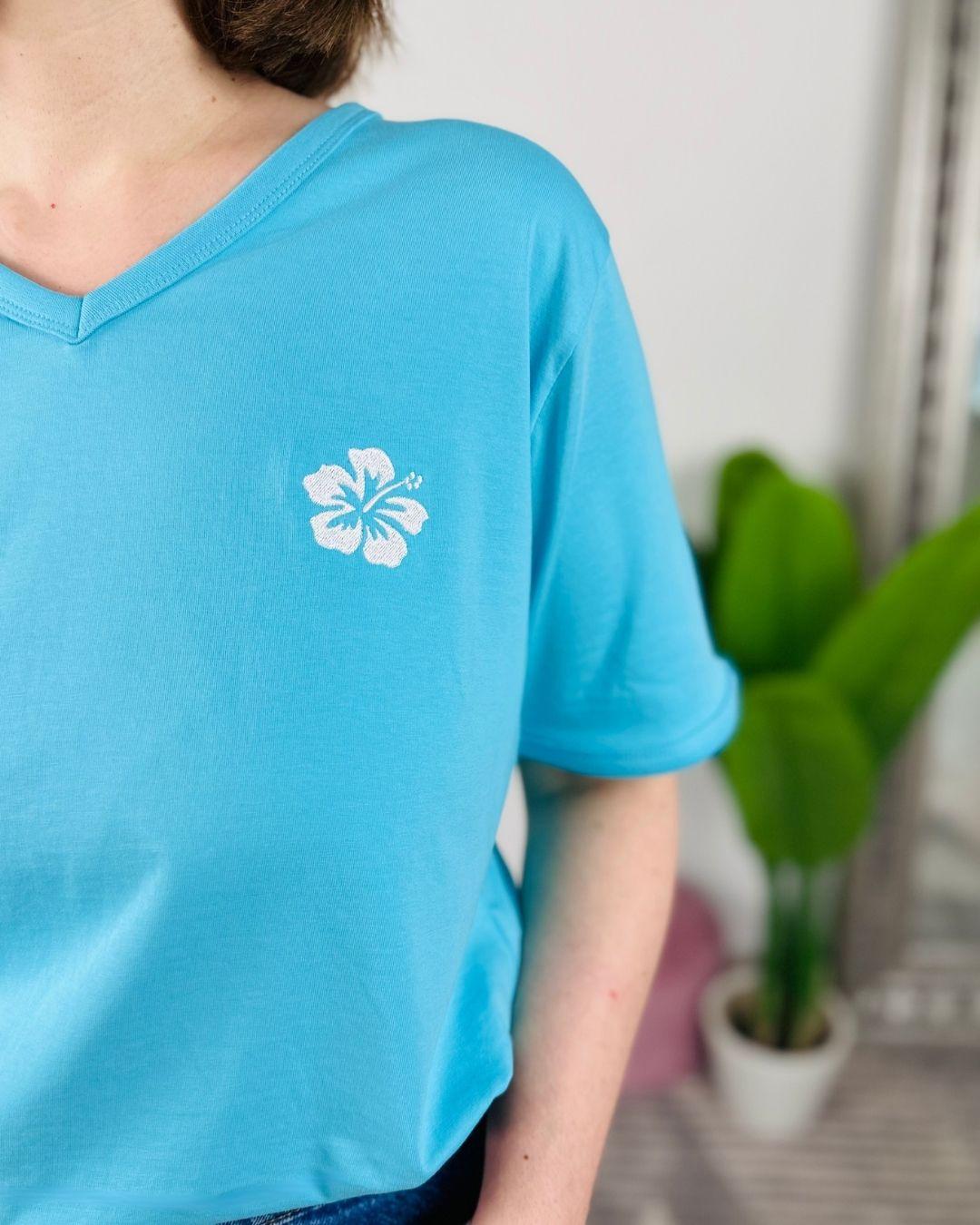 Herzlein® T-Shirt "Hibiskus" in Himmelblau