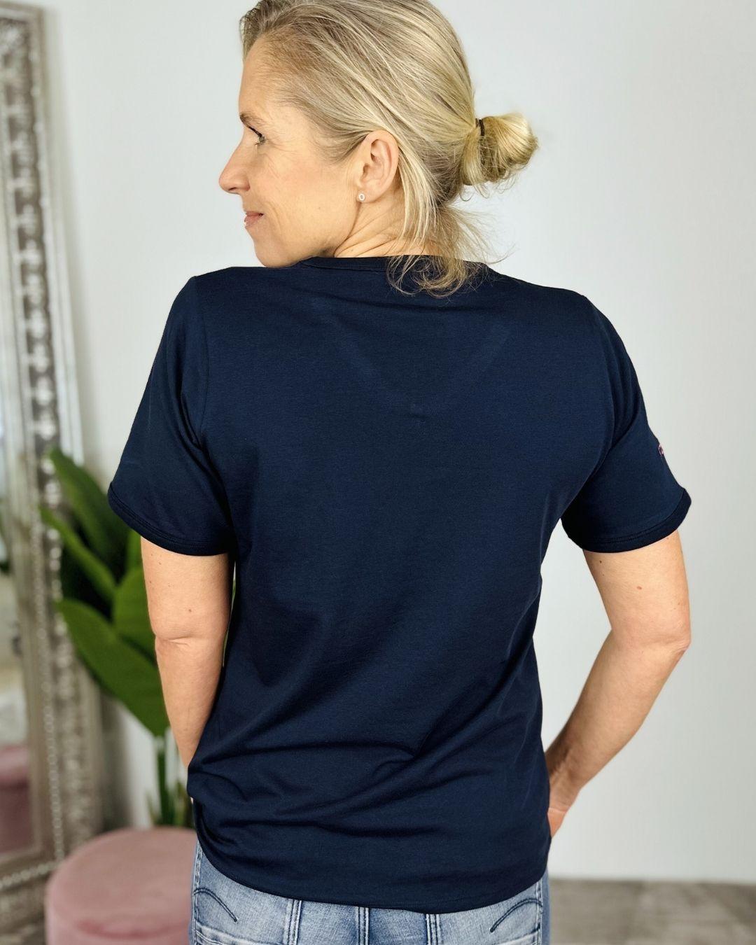 Herzlein® T-Shirt "Hibiskus" in Navy