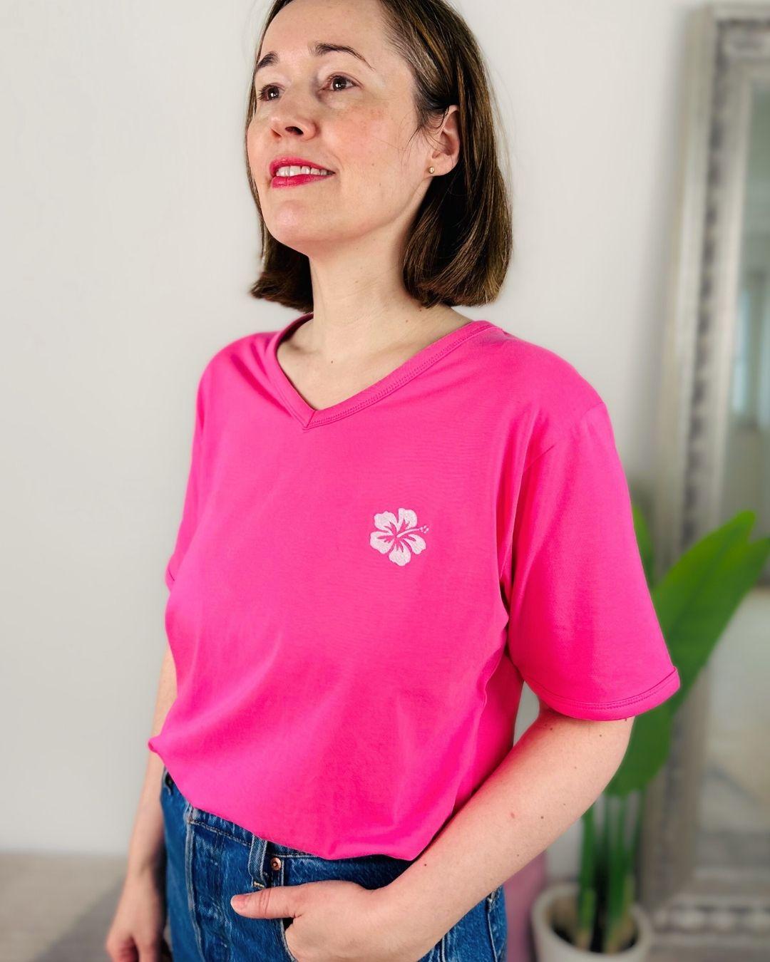 Herzlein_T-Shirt_Hibiskus_in_Pink