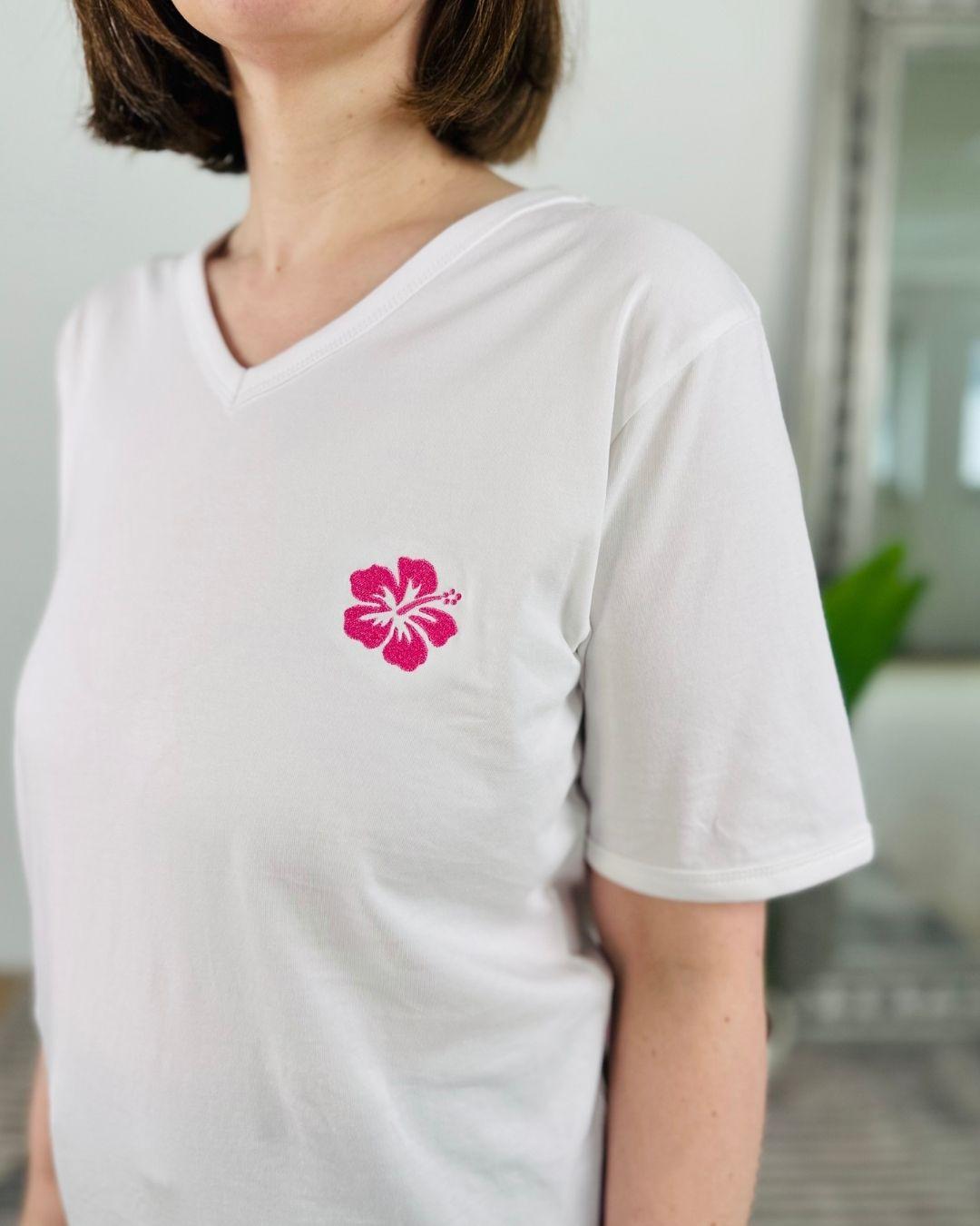Herzlein® T-Shirt "Hibiskus" in Weiß
