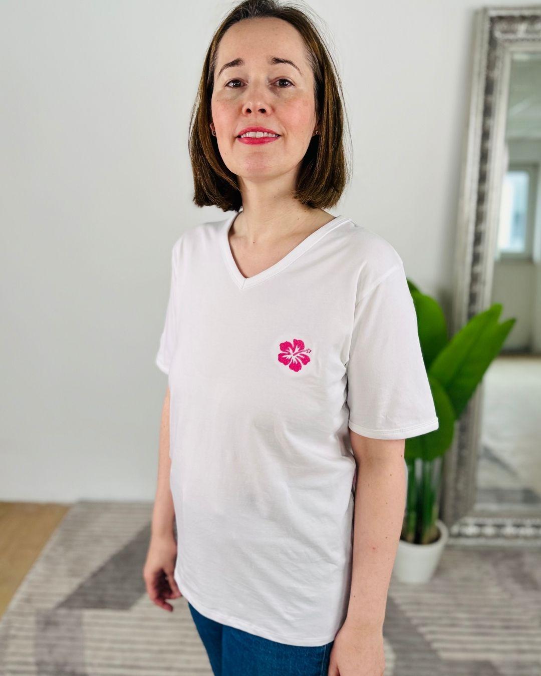 Herzlein® T-Shirt "Hibiskus" in Weiß
