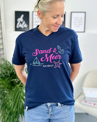Herzlein® T-Shirt "Sand & Meer" in Navy Blau