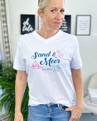 Herzlein® T-Shirt "Sand & Meer" in Weiß