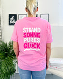 Herzlein® T-Shirt "Strand Sonne Pures Glück" in Rosa