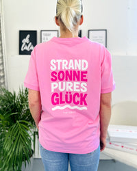 Herzlein® T-Shirt "Strand Sonne Pures Glück" in Rosa