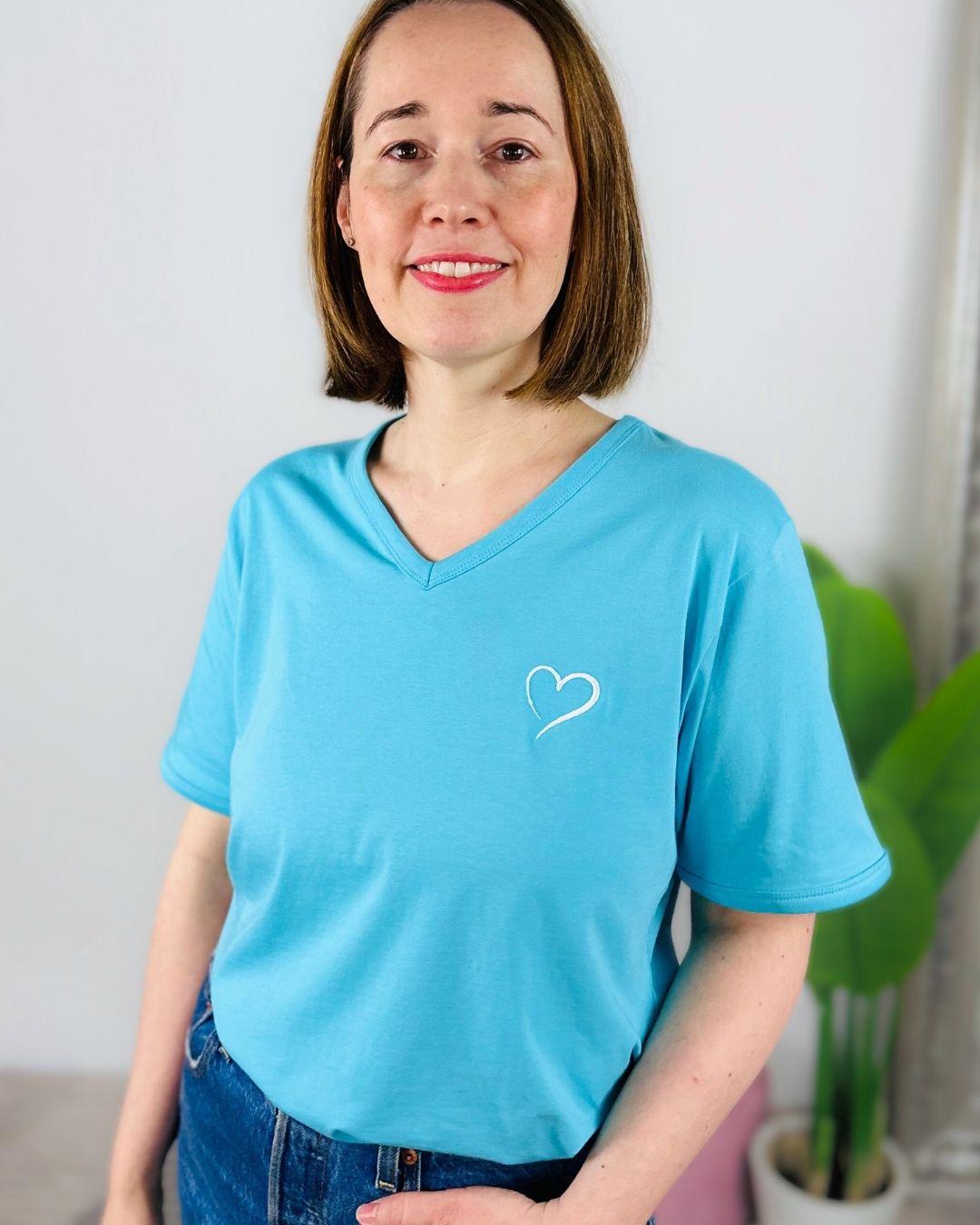 Herzlein® T-Shirt mit "Herzchen-Stick" in Himmelblau