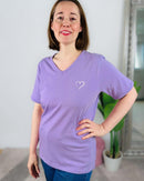 Herzlein® T-Shirt mit "Herzchen-Stick" in Lavendel