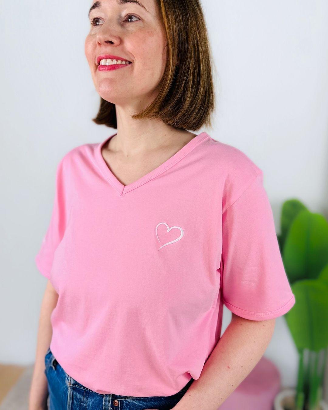 Herzlein® T-Shirt mit "Herzchen-Stick" in Rosa