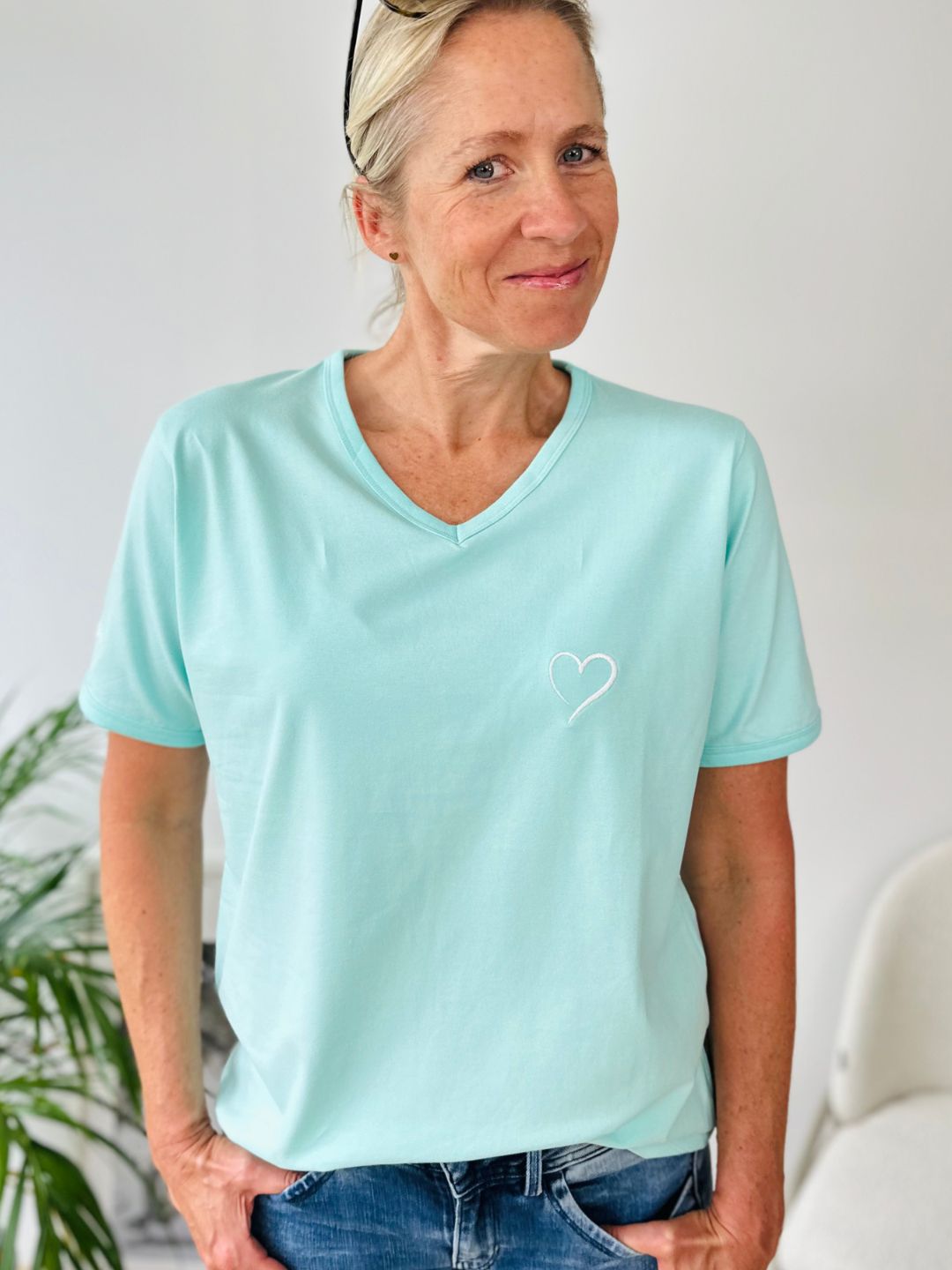Herzlein® T-Shirt mit "Herzchen-Stick" in Mint