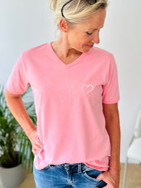 Herzlein® T-Shirt mit "Herzchen-Stick" in Coral
