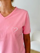 Herzlein® T-Shirt mit "Herzchen-Stick" in Coral