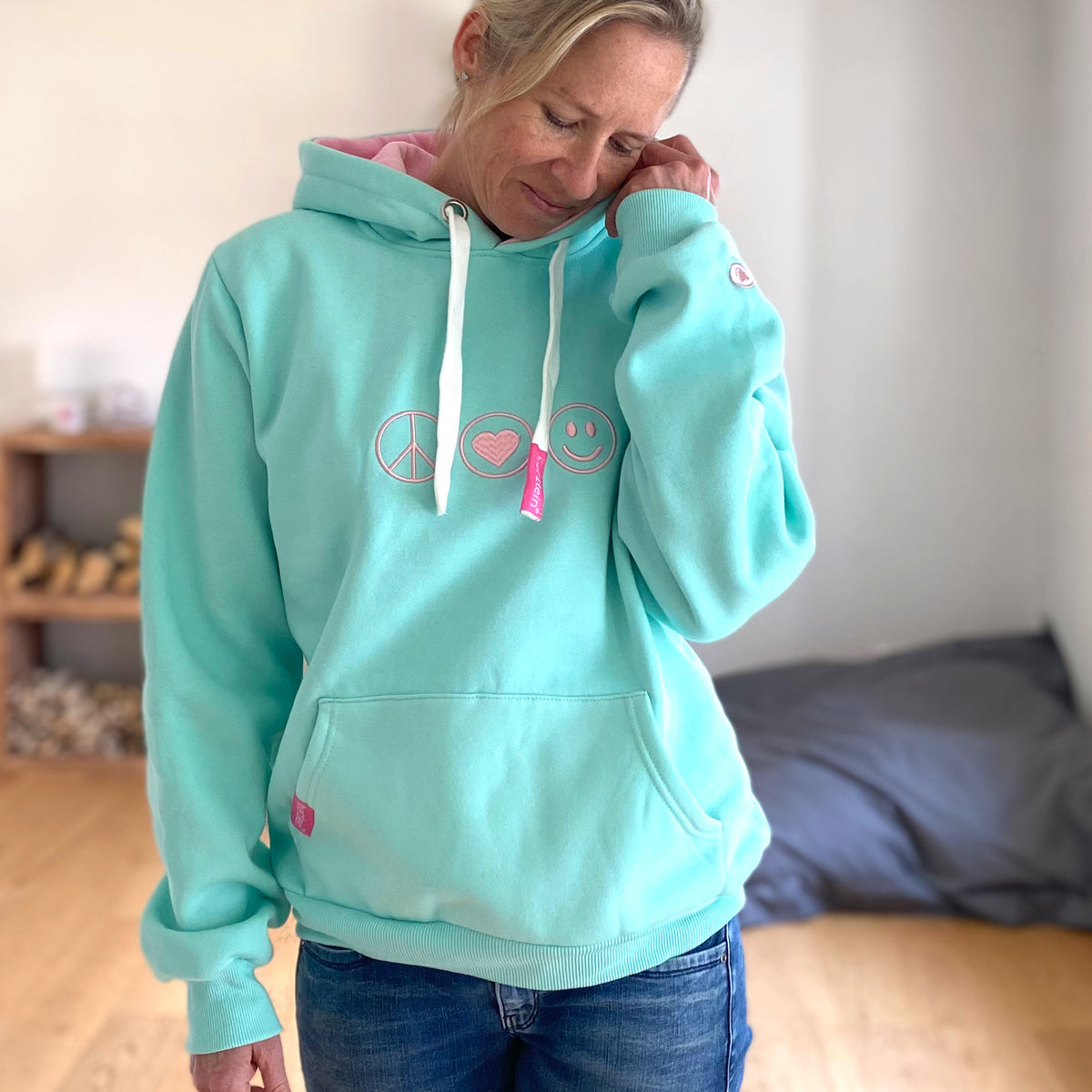 Herzlein® Hoodie PEACE in Mintgrün