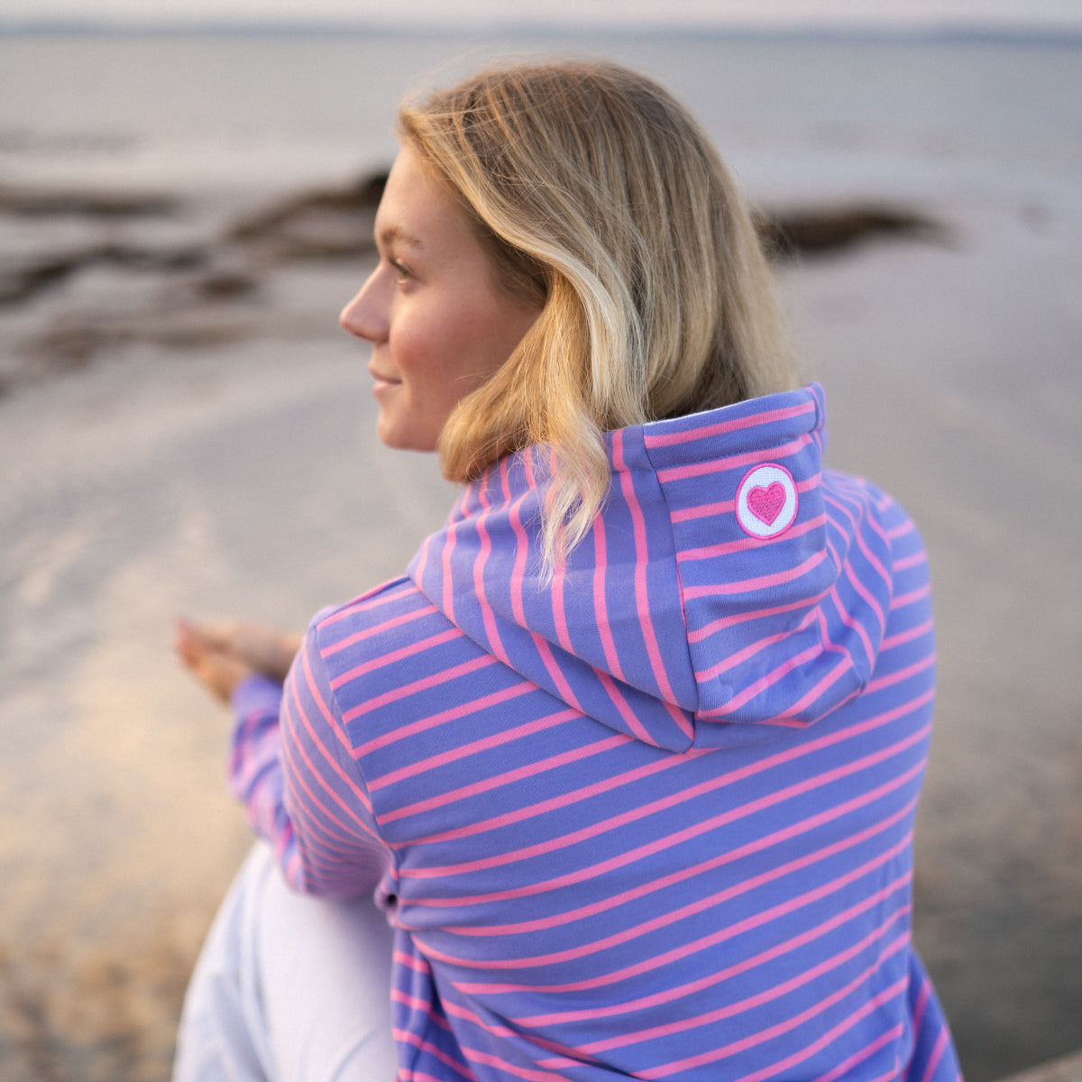 Herzlein® Hoodie mit Streifen - Lavendel / Rosa