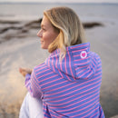 Herzlein® Hoodie mit Streifen Kapuzenpulli gestreifter Kapuzenpullover für Damen aus Baumwolle in den Farbe Lavendel Lila und Rosa