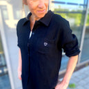 Herzlein Musselin Blouse aus Baumwolle mit Herzchen Stick in Schwarz