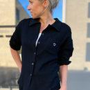Herzlein Musselin Blouse aus Baumwolle mit Herzchen Stick in Schwarz