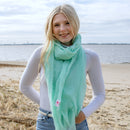 Herzlein® Musselin Tuch Musselintuch Musselintücher Halstuch Damentuch Schal Baumwolle für Damen in Mint Mintgrün Hellgrün Grün