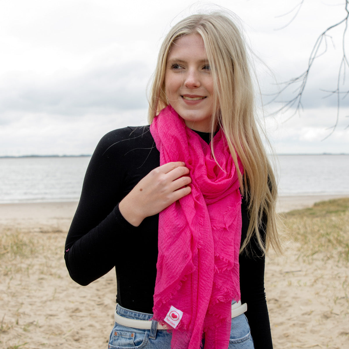 Herzlein® Musselin Halstuch in Pink