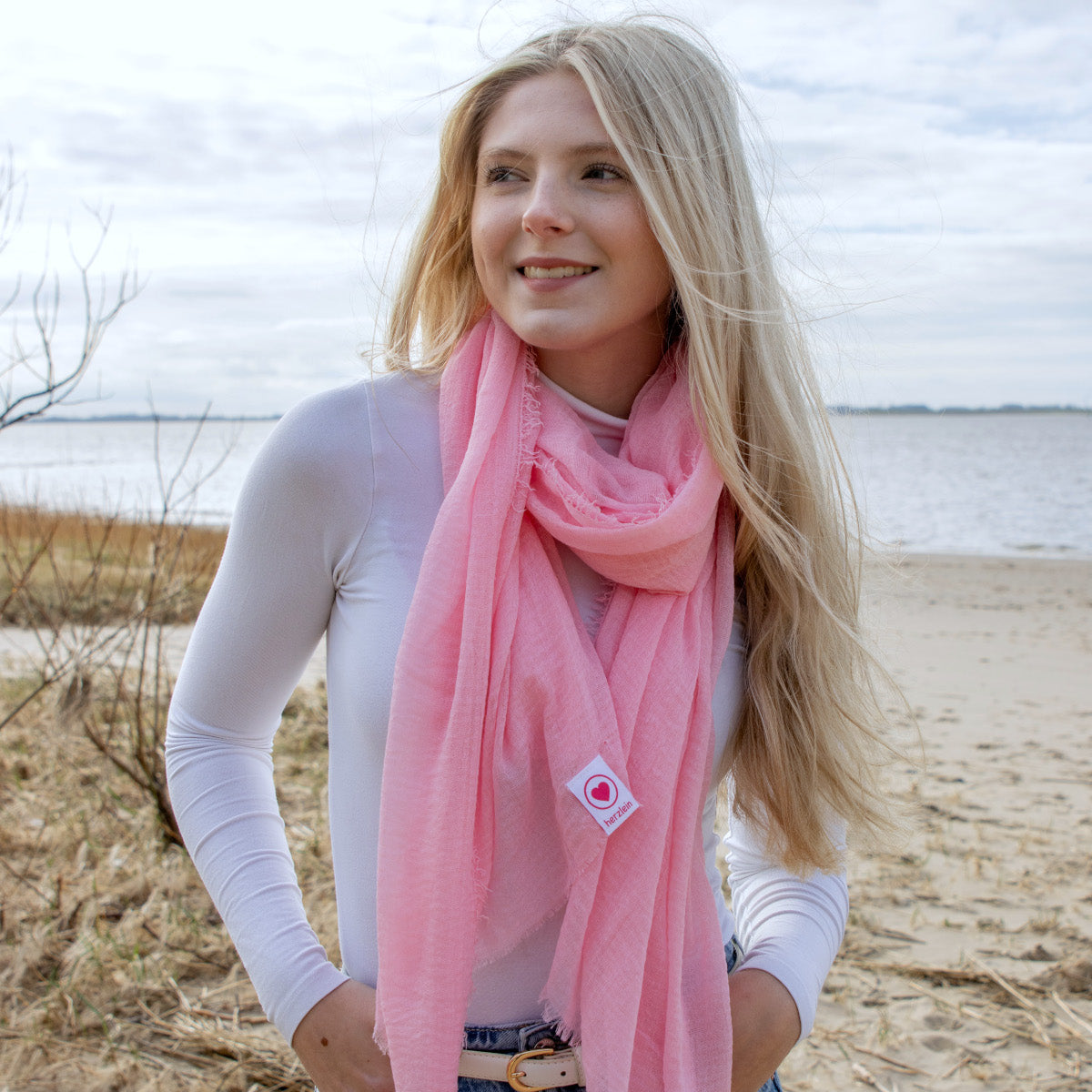 Herzlein® Musselin Halstuch in Rosa