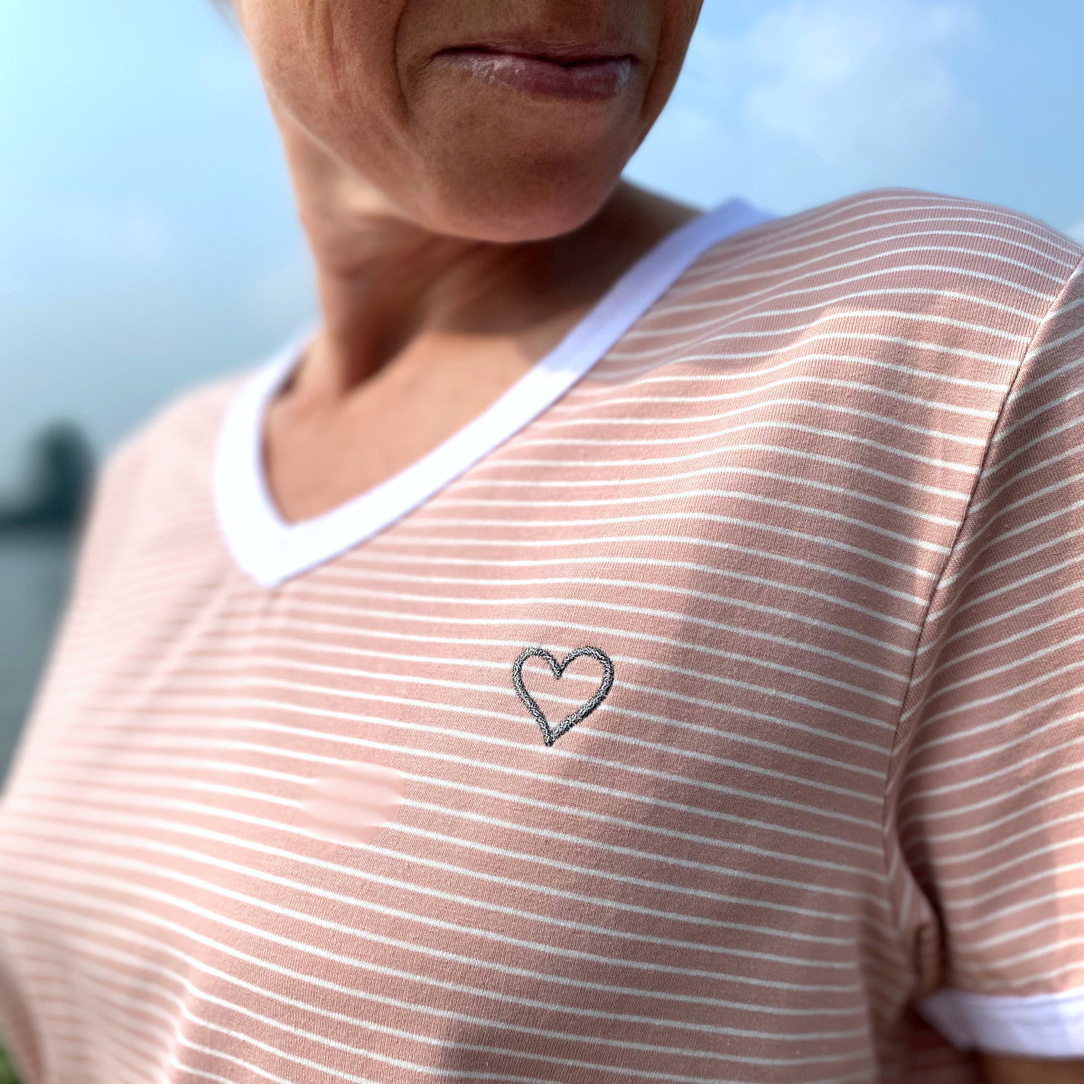 Herzlein® T-Shirt "Frida" gestreift in Beige - Creme