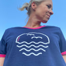 Herzlein® T-Shirt "Möwen" in Navy Blau mit Pink aus Baumwolle Shirt für Damen
