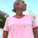 Herzlein® T-Shirt Damenshirt mit V-Ausschnitt aus Baumwolle mit Print "Du bist wunderbar" in Rosa