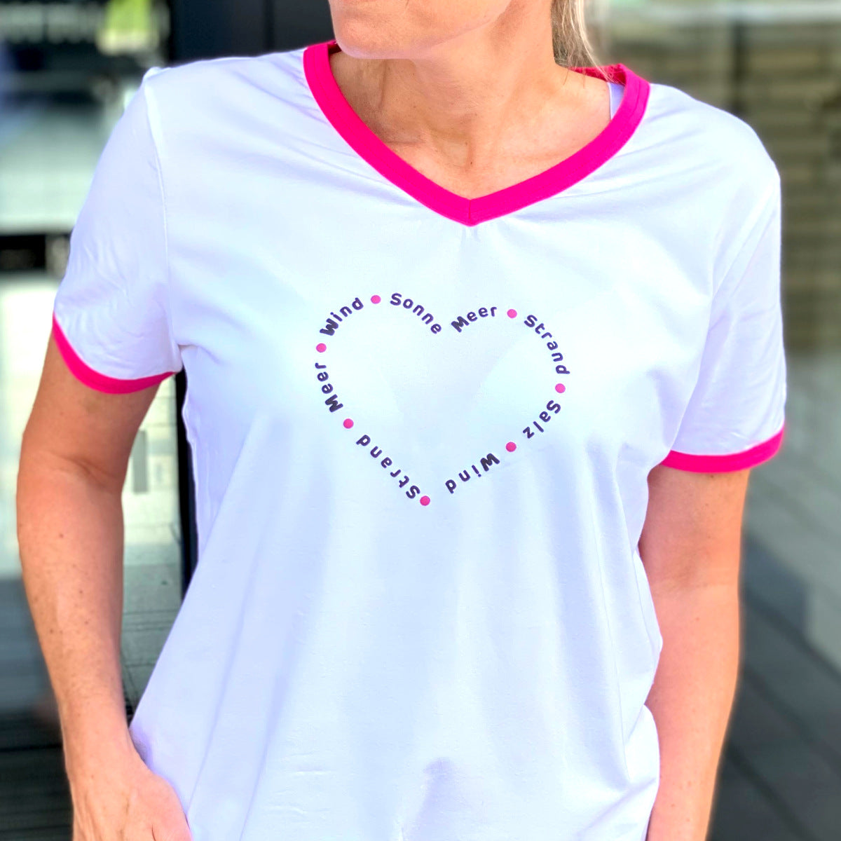 Herzlein® T-Shirt "Sonne Meer Strand" in Weiß