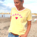 Herzlein® T-Shirt für Damen mit Flausch-Stick "LOVE" Damenshirt aus Baumwolle in