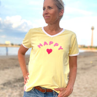 Herzlein® T-Shirt für Damen mit Flausch-Stick "LOVE" Damenshirt aus Baumwolle in