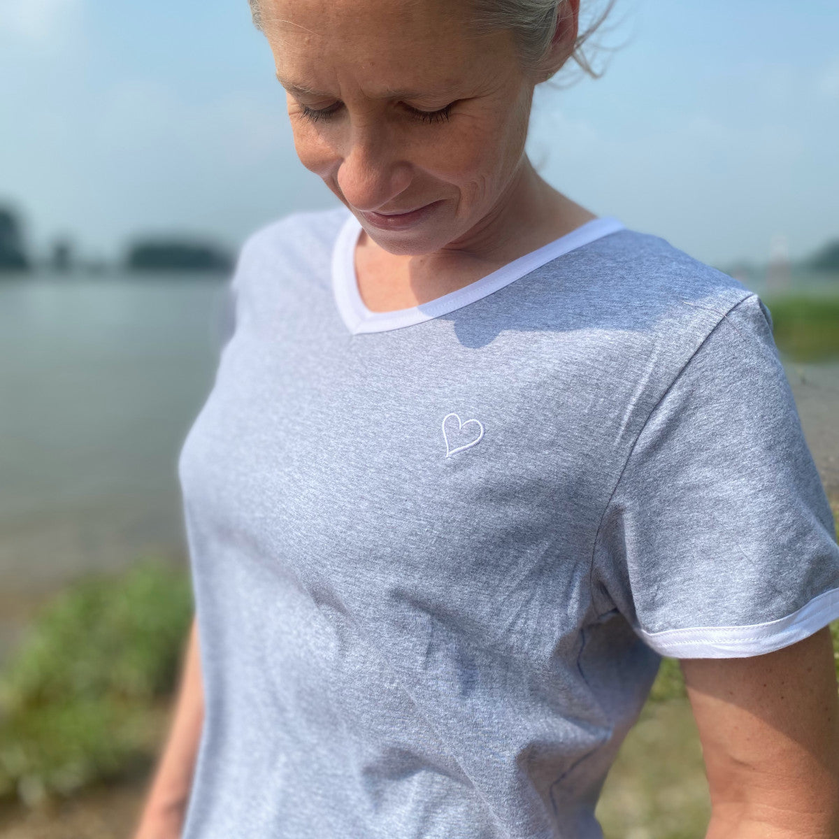 Herzlein® T-Shirt "Louisa" in Hellgrau Weiß meliert