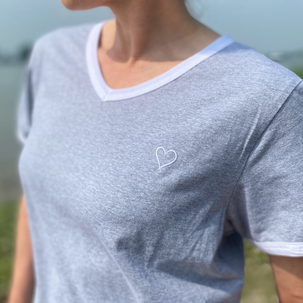 Herzlein® T-Shirt "Louisa" in Hellgrau Weiß meliert
