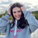 Herzlein® Hoodie Kapuzenpulli Kapuzenpullover Sweater mit Kapuze in Grau Hellgrau Weiss meliert