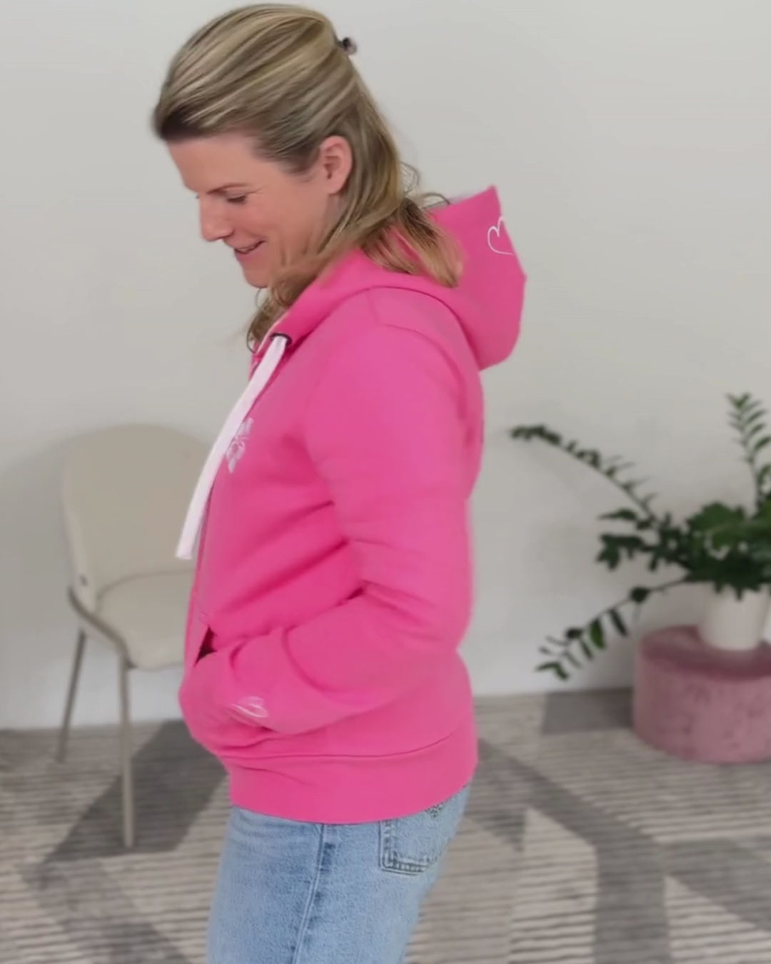 Herzlein® Sweatjacke "Happy Life" in Pink