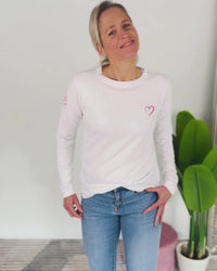Herzlein® Longsleeve-Shirt mit Herzchen in Weiß